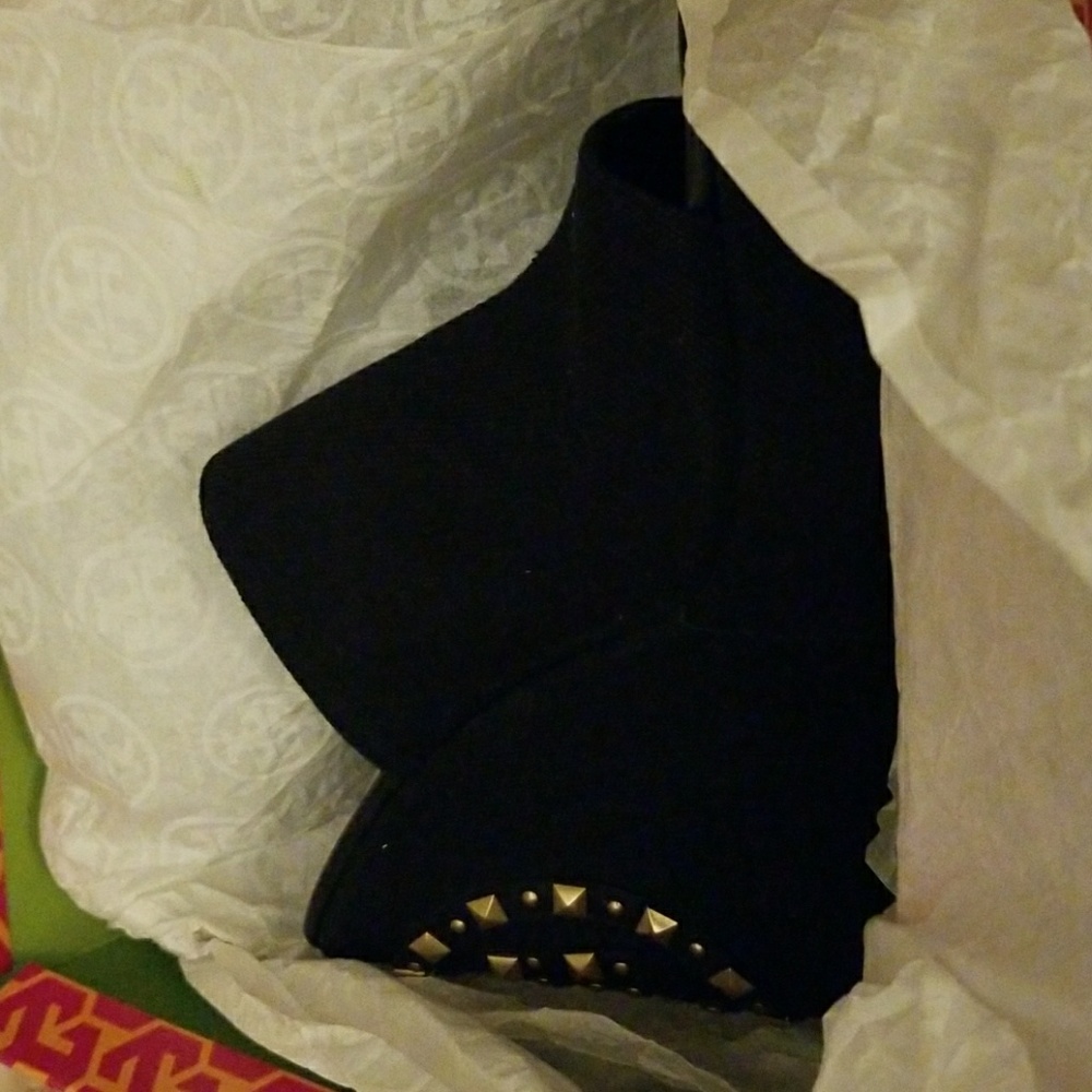 Tory Burch Black Meredith Canvas Wedge